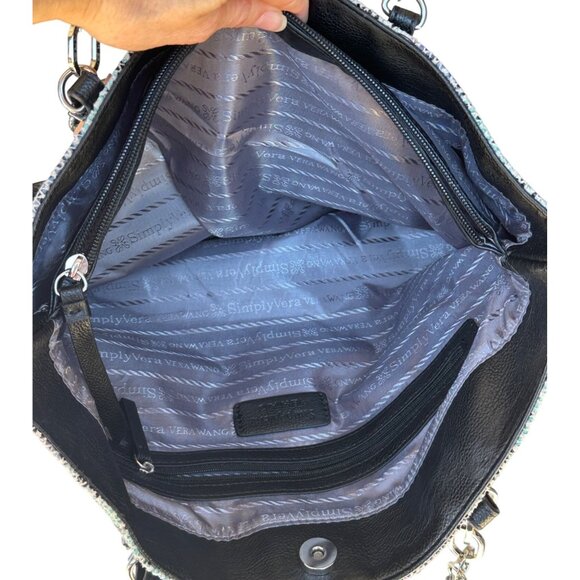 Vera Wang Metallic Purple Aqua Blue Gray Shoulder Purse Bag 12.5" Tall (READ) - Picture 16 of 16